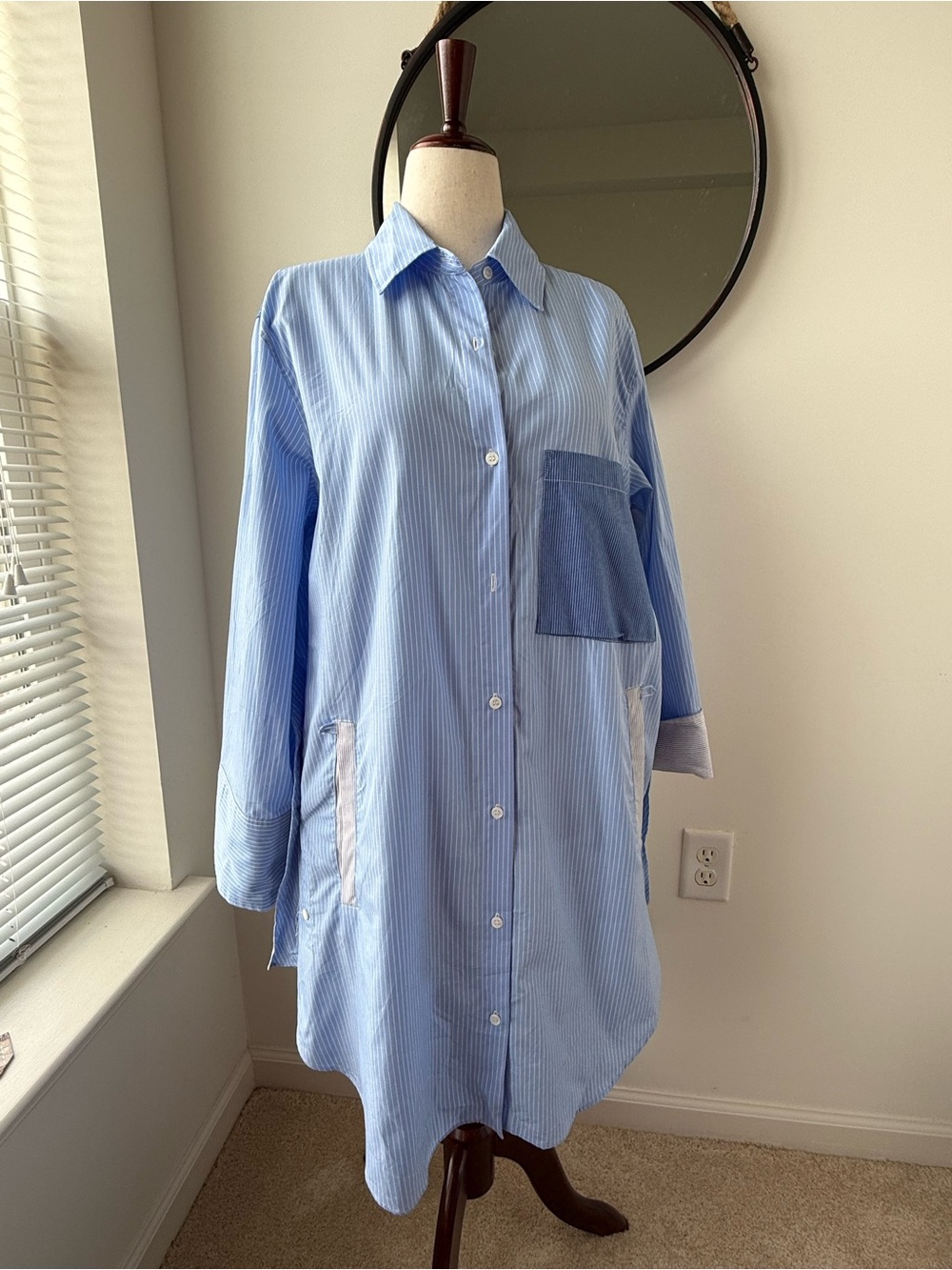Zara Light Blue Striped Multiposition Dress
